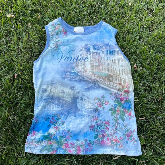 Disney Tops - Walt Disney Women’s Blue Venice Italy Bedazzled Tank Top NWOT